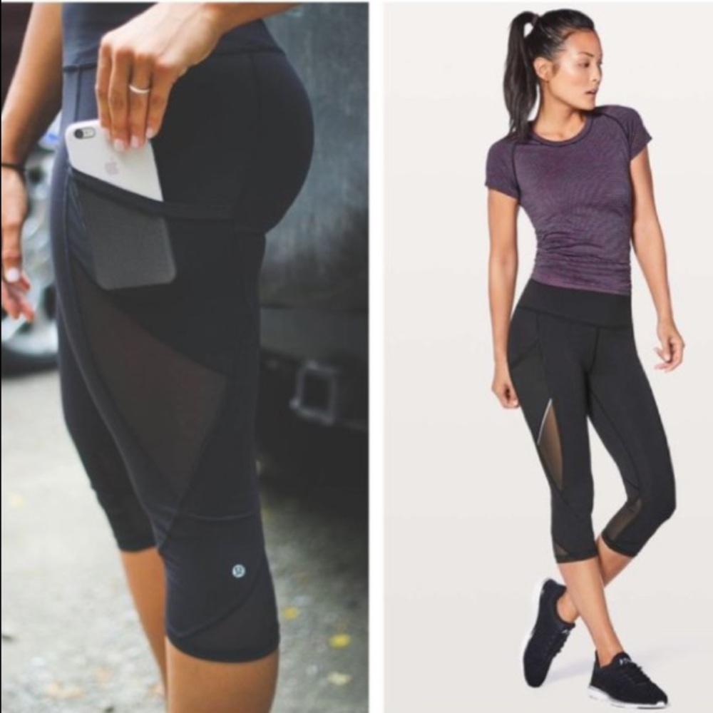 LULULEMON Fast As Light Crop Mesh Reflective Breathable Run Leggings 2